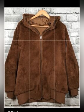 Free People Turn Up Zip Hoodie Soft Teddy Faux Fur Cozy Jacket Coat   S